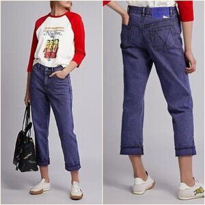 Marc Jacobs Turn-Up Overdye Straight Leg Jeans Violet Purple Size 27